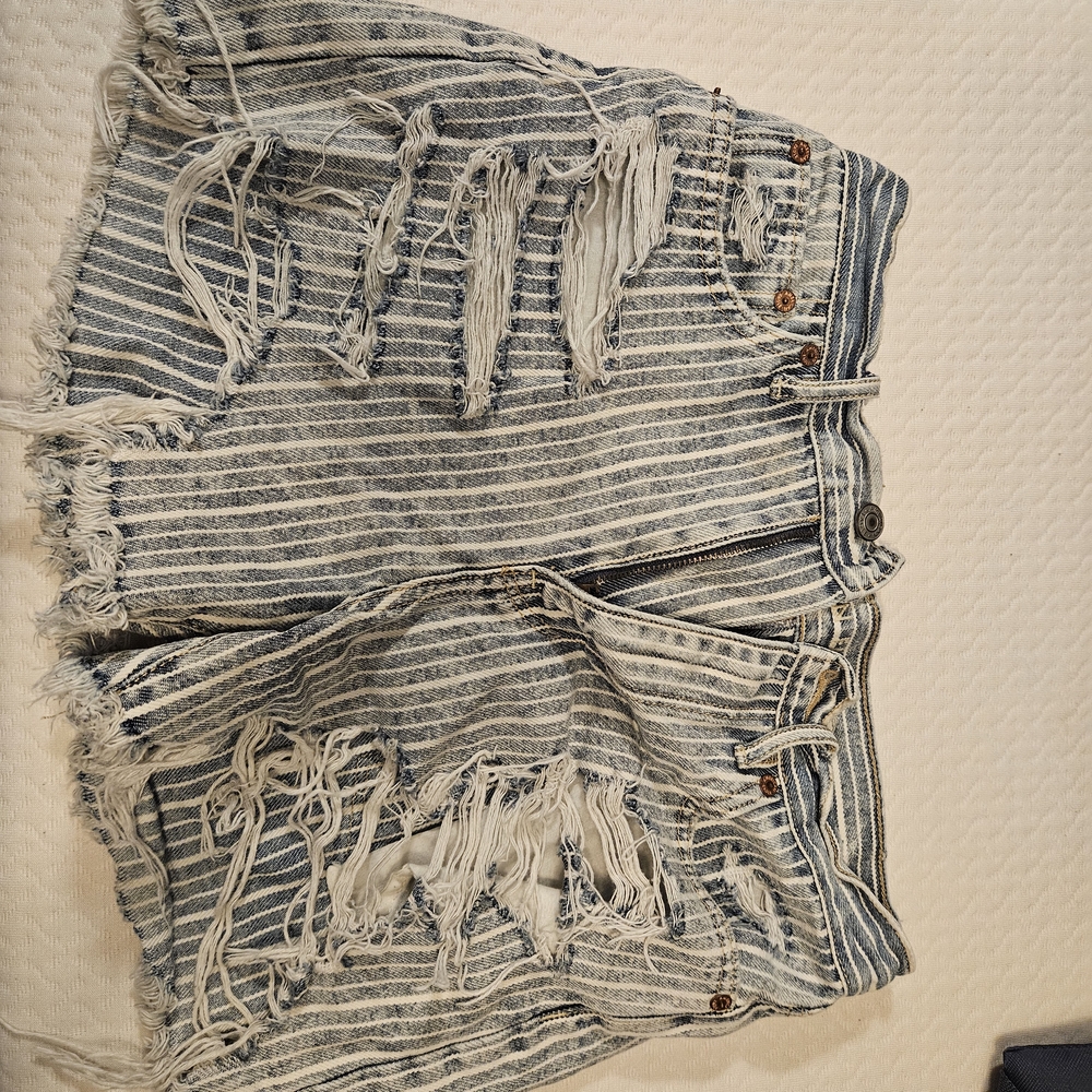 American Eagle Outfitters Blue and White Denim Shorts